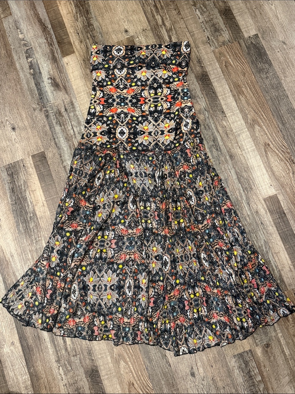 NWT Magazine Strapless Bohemian Maxi Dress Cottagecore Whimsigoth Size L